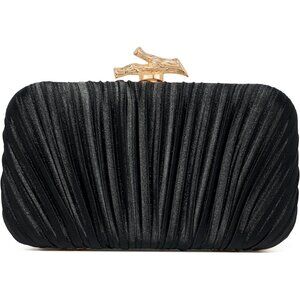 Women's Evening Formal Leather Shoulder Clutch Chain Strap Black Satin Bag